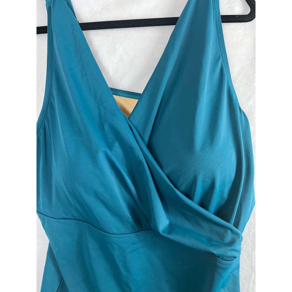 Kim Gravel Swimsuits For All One Piece Women 20W Teal Wrap Front Ruched - Picture 2 of 12